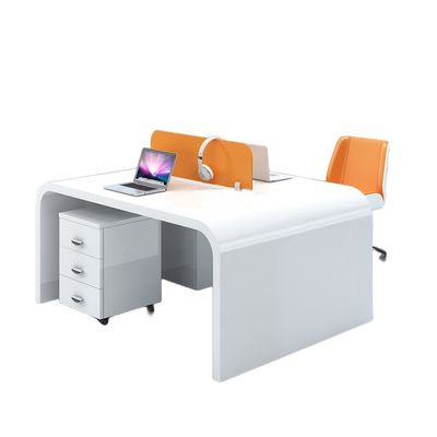 Postverpackung Moderner einfacher weißer Lack Mitarbeiterschreibtisch für 4 Personen im Büro Design