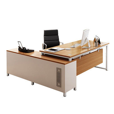 Moderne einfache Art MDF Material L-Form Chef Geschäftsführer Büro Schreibtisch Executive Desk mit Schrank