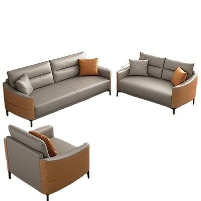 Genuine modernes Bürosofa aus Leder Set Empfangssofa für zeitgenössische Bürogespräche