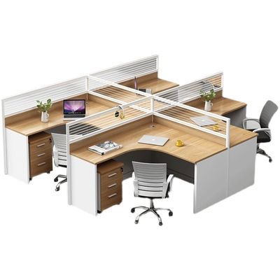 Vier künstliche Bit Kombination Büro Schreibtisch und Stuhl für multifunktionales Geschäft