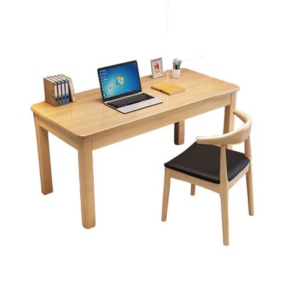 Einfache Massivholz-Büro-Schreibtisch- und Hornstuhlkombination für modernes Heimstudium