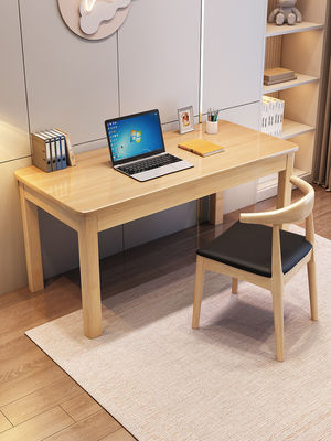 Einfache Massivholz-Büro-Schreibtisch- und Hornstuhlkombination für modernes Heimstudium