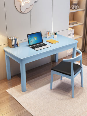 Einfache Massivholz-Büro-Schreibtisch- und Hornstuhlkombination für modernes Heimstudium