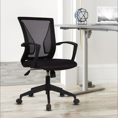 Modernes Design Büromöbel Schwarzes Netz Drehstuhl mit rotem Kissen und Schmetterlingsrücken