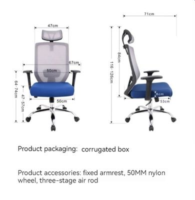 Modernes Design Hochrücken Bürostuhl mit Drehfunktion und Blau Kissen OEM ODM