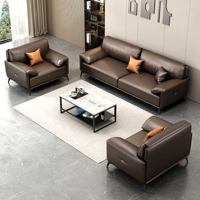 Büro Konferenzraum Sektionssofa Set 1 1 2 mit Teetisch aus italienischem Designleder