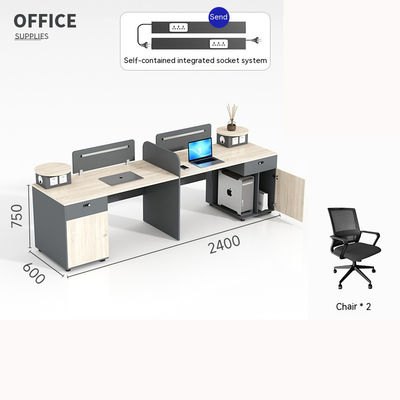 Massivholz-Stil 6-4 Personen Doppelsitztisch Arbeitsplatz Computer Schreibtisch und Stuhl Set