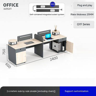 Massivholz-Stil 6-4 Personen Doppelsitztisch Arbeitsplatz Computer Schreibtisch und Stuhl Set
