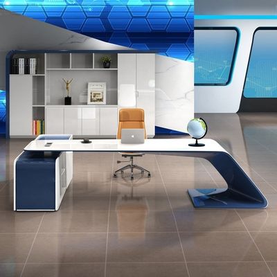 Moderne Büroarbeitsstation Fruniture L-Form Executive Boss Schreibtisch mit Seitenschrank
