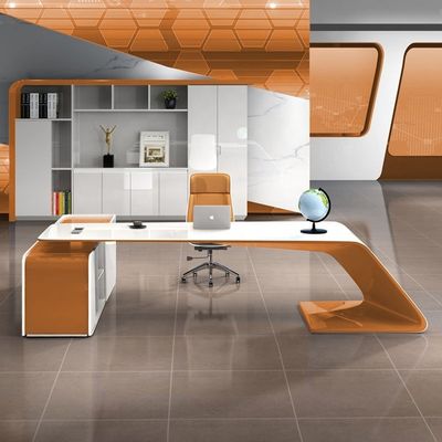Moderne Büroarbeitsstation Fruniture L-Form Executive Boss Schreibtisch mit Seitenschrank