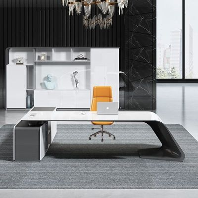 Moderne Büroarbeitsstation Fruniture L-Form Executive Boss Schreibtisch mit Seitenschrank