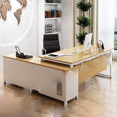 Moderne einfache Art MDF Material L-Form Chef Geschäftsführer Büro Schreibtisch Executive Desk mit Schrank