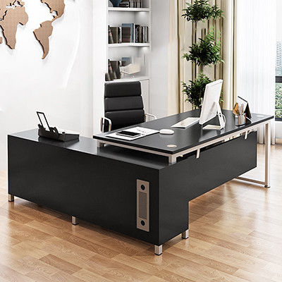 Moderne einfache Art MDF Material L-Form Chef Geschäftsführer Büro Schreibtisch Executive Desk mit Schrank
