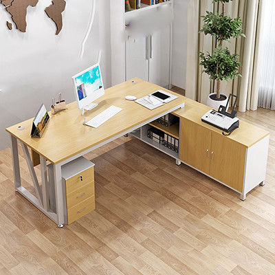 Moderne einfache Art MDF Material L-Form Chef Geschäftsführer Büro Schreibtisch Executive Desk mit Schrank