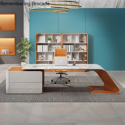 Büromöbel Luxusdesign Glanz Executive Schreibtisch mit L-Form und Long Size Schrank