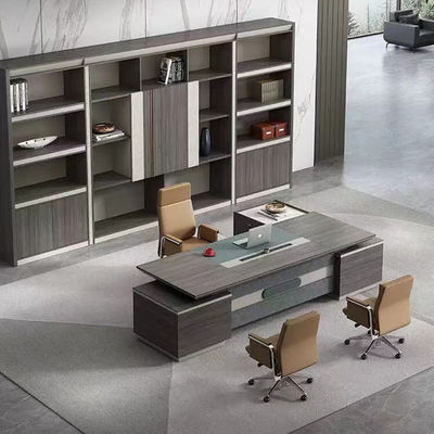 Maßgeschneiderte Farben Moderne einfache Stil L-Form MDF Chef Geschäftsführer Büro Schreibtisch mit Schrank