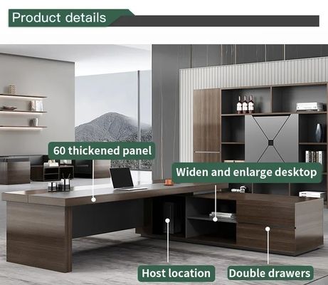 Maßgeschneiderte Farben Luxus L-Form Holz Executive Office Tisch für Chef Manager Direktor