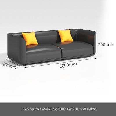 Bürosofa im chinesischen Stil mit drei Ledersöfen und einem Couchtisch