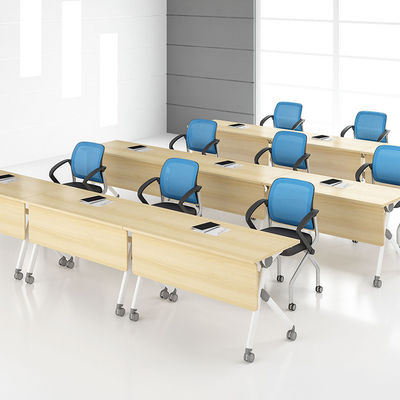 Büromöbel aus Holz, Schreibtisch, Konferenztisch für mehrere Personen mit Metallbeinen