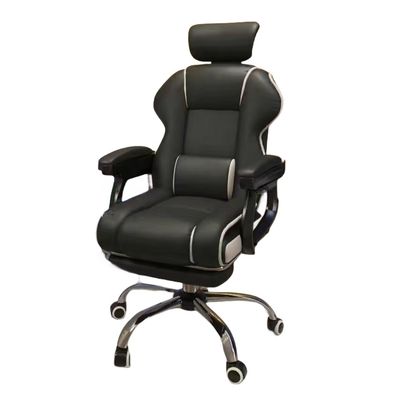135 Grad neigbarer PU-Leder ergonomischer Spielstuhl mit Fußstütze in Schwarz und Rosa