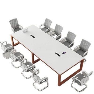 Anpassbarer weißer Konferenztisch Einfacher langer Tisch für mehrere Verhandlungen im Büro