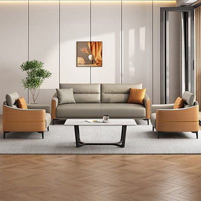 Genuine modernes Bürosofa aus Leder Set Empfangssofa für zeitgenössische Bürogespräche