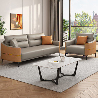 Genuine modernes Bürosofa aus Leder Set Empfangssofa für zeitgenössische Bürogespräche