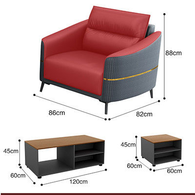Genuine modernes Bürosofa aus Leder Set Empfangssofa für zeitgenössische Bürogespräche