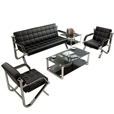 Gewerbliche Warteflächenmöbel mit modernem einfachen Ledersofa und Couchtisch