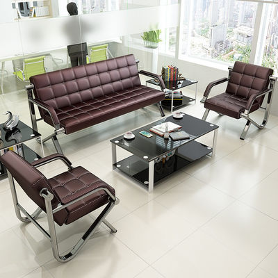 Gewerbliche Warteflächenmöbel mit modernem einfachen Ledersofa und Couchtisch