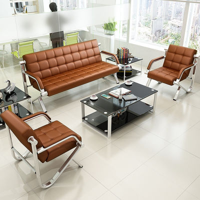Gewerbliche Warteflächenmöbel mit modernem einfachen Ledersofa und Couchtisch
