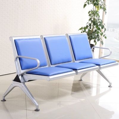 Moderne Metall-Edelstahl-Leder-Stuhl-Sofa für den öffentlichen Wartebereich