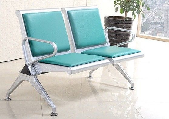 Moderne Metall-Edelstahl-Leder-Stuhl-Sofa für den öffentlichen Wartebereich