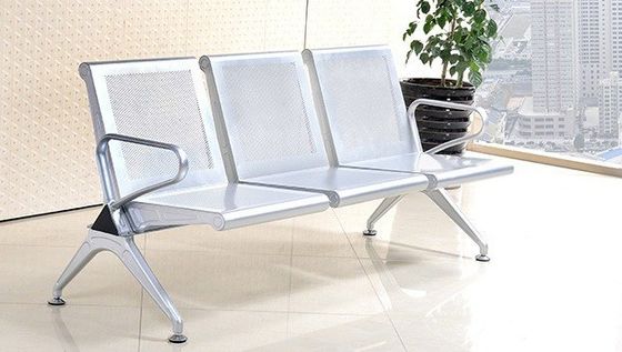 Moderne Metall-Edelstahl-Leder-Stuhl-Sofa für den öffentlichen Wartebereich