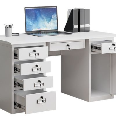 Gewerbliche Möbel aus Stahl Büro Computer Schreibtisch Einzel mit Schließschubladen Dauerhaft