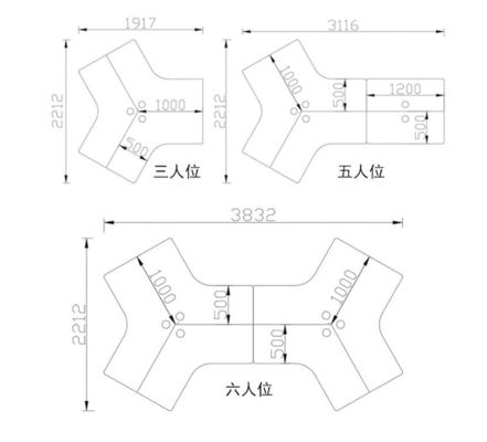 Moderne offene Arbeitsfläche Büroarbeitsplätze mit anpassbarem Schreibtisch und 2 / 4 / 6 Sitzplätzen