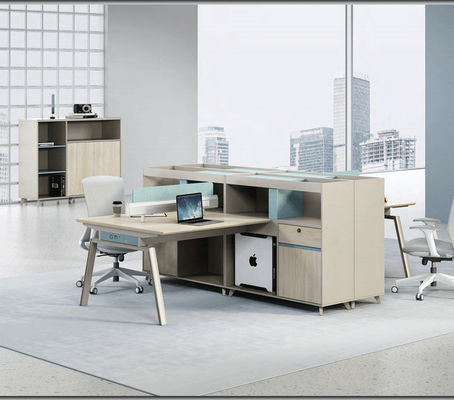 Wohnzimmer Büromöbel 4 Personen Mitarbeiter Tisch mit modularer Arbeitsstation und Schublade
