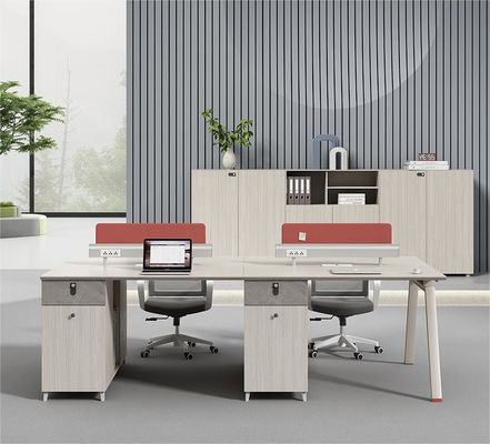 Wohnzimmer Büromöbel 4 Personen Mitarbeiter Tisch mit modularer Arbeitsstation und Schublade