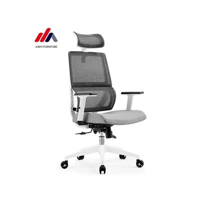 Grauer Mesh und Stoff Bürostuhl mit Aluminiumbasis Die ultimative ergonomische Sitzlösung