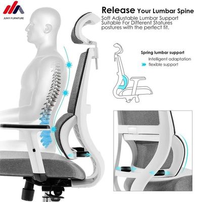 Grauer Mesh und Stoff Bürostuhl mit Aluminiumbasis Die ultimative ergonomische Sitzlösung
