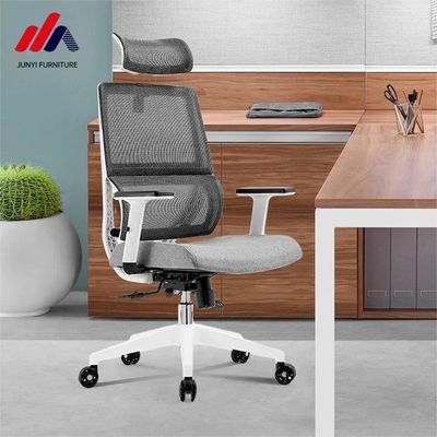 Grauer Mesh und Stoff Bürostuhl mit Aluminiumbasis Die ultimative ergonomische Sitzlösung