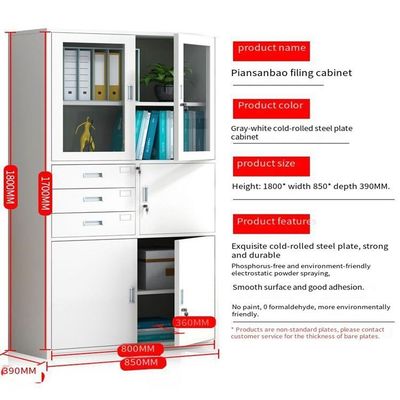 Einfache Montage Büroschränke mit Schlössern und Glastüren Schwermetallkonstruktion