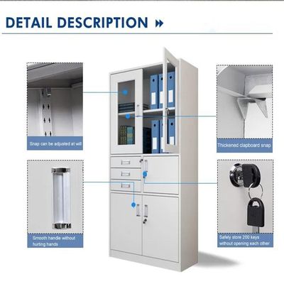 Einfache Montage Büroschränke mit Schlössern und Glastüren Schwermetallkonstruktion